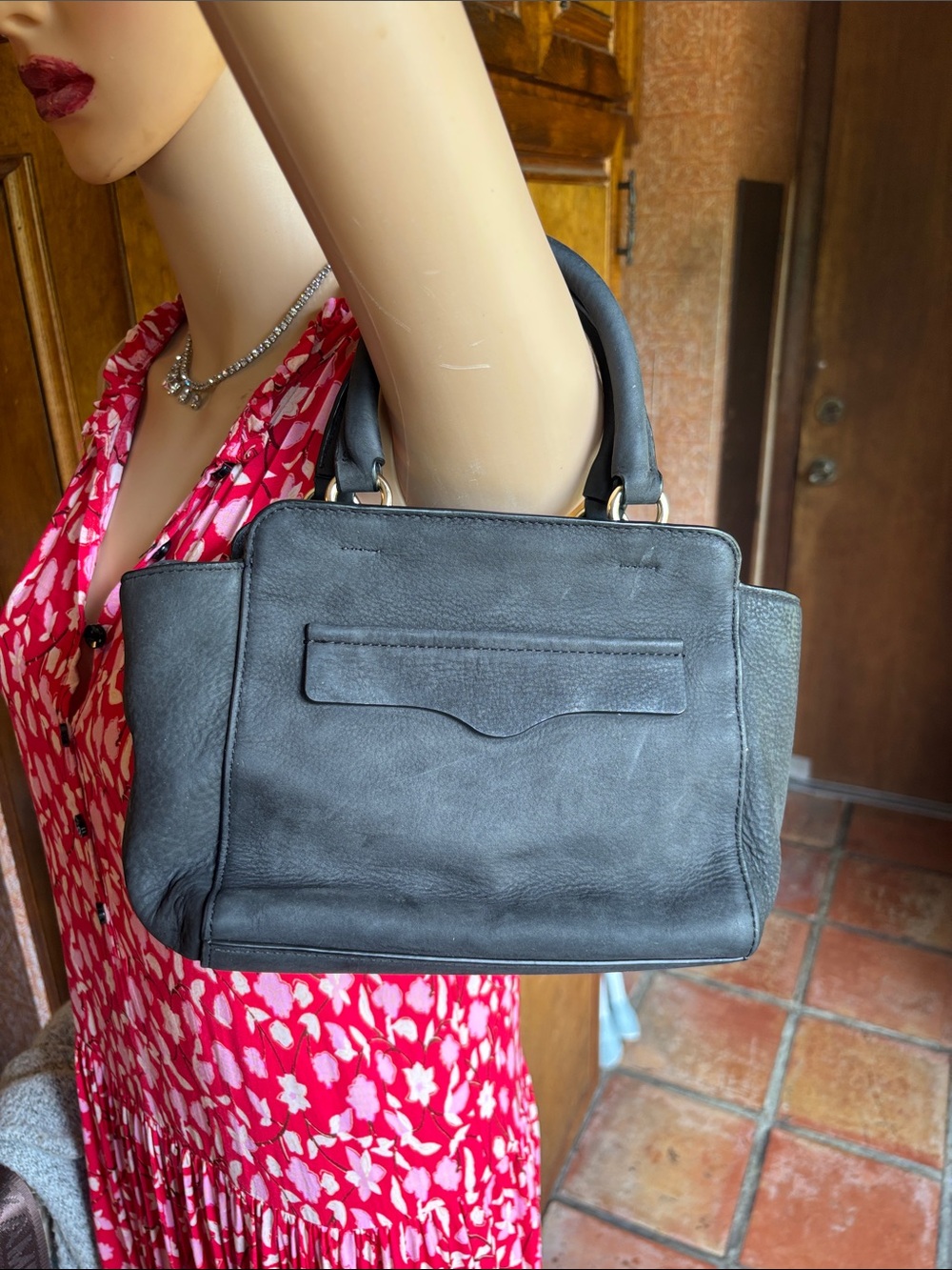 Rebecca Minkoff Black Leather Satchel with Top Handles